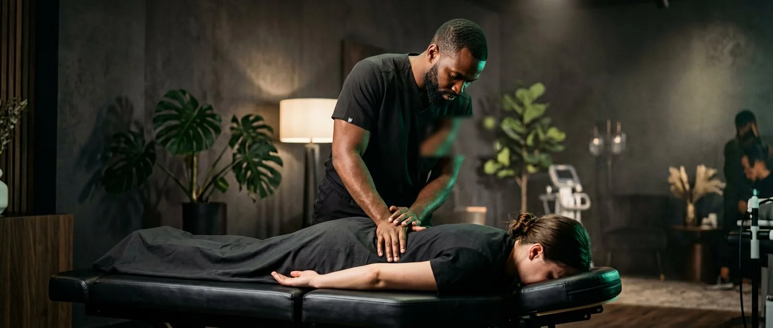 Chiropractic spinal adjustment session at Chironova Spine Wellness Center, Eastleigh Nairobi